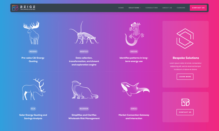 Beige Tech Website Menu