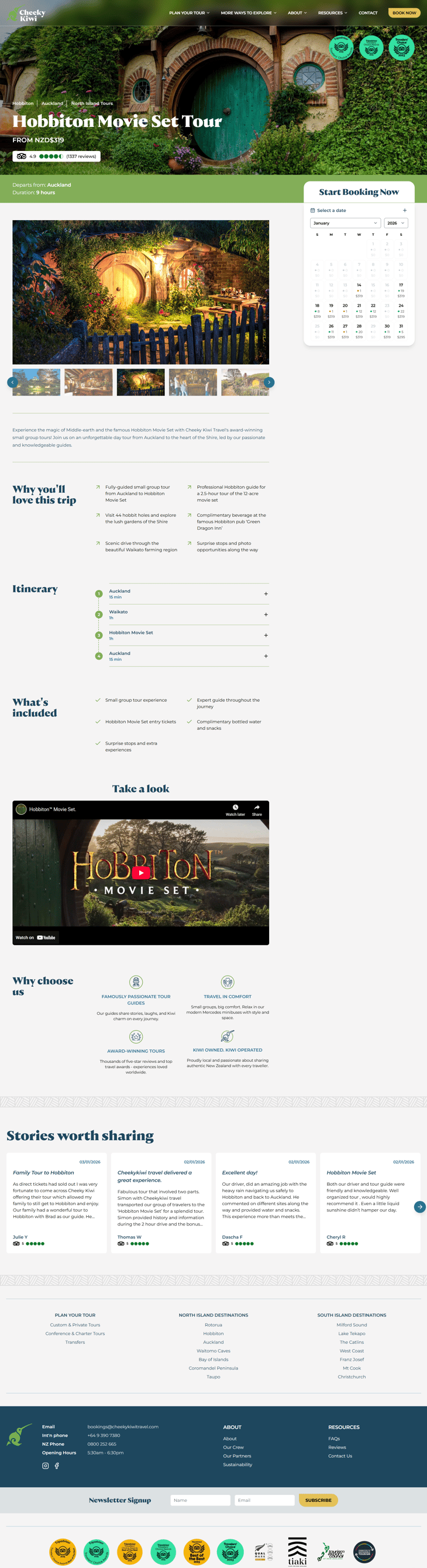 Cheeky Kiwi Travel Tour Page Screenshot