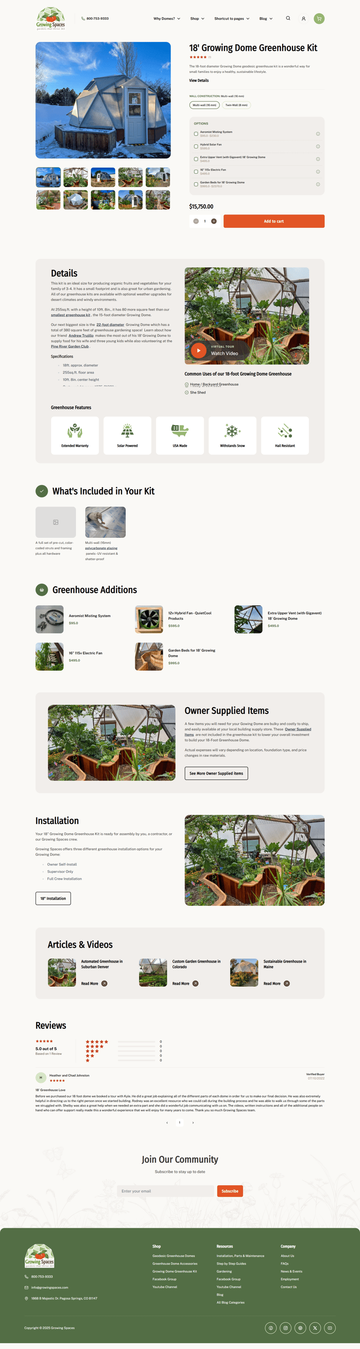 Growing Spaces Product Page