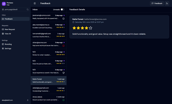 Pomeso Feedback Page