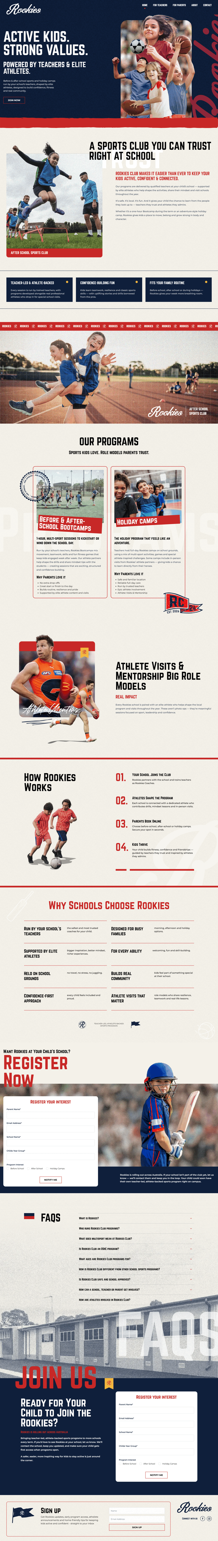 Rookies Homepage Screenshot