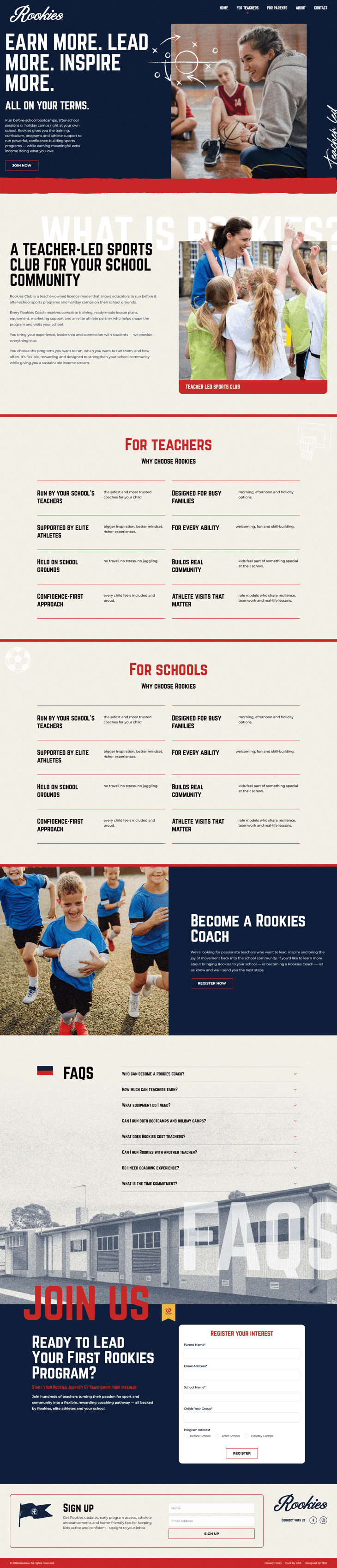 Rookies Teachers Page Screenshot