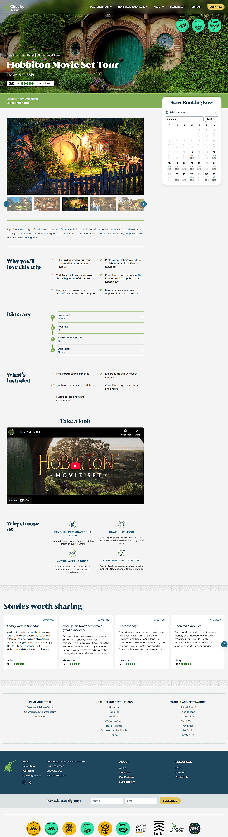 Cheeky Kiwi Travel Tour Page Screenshot