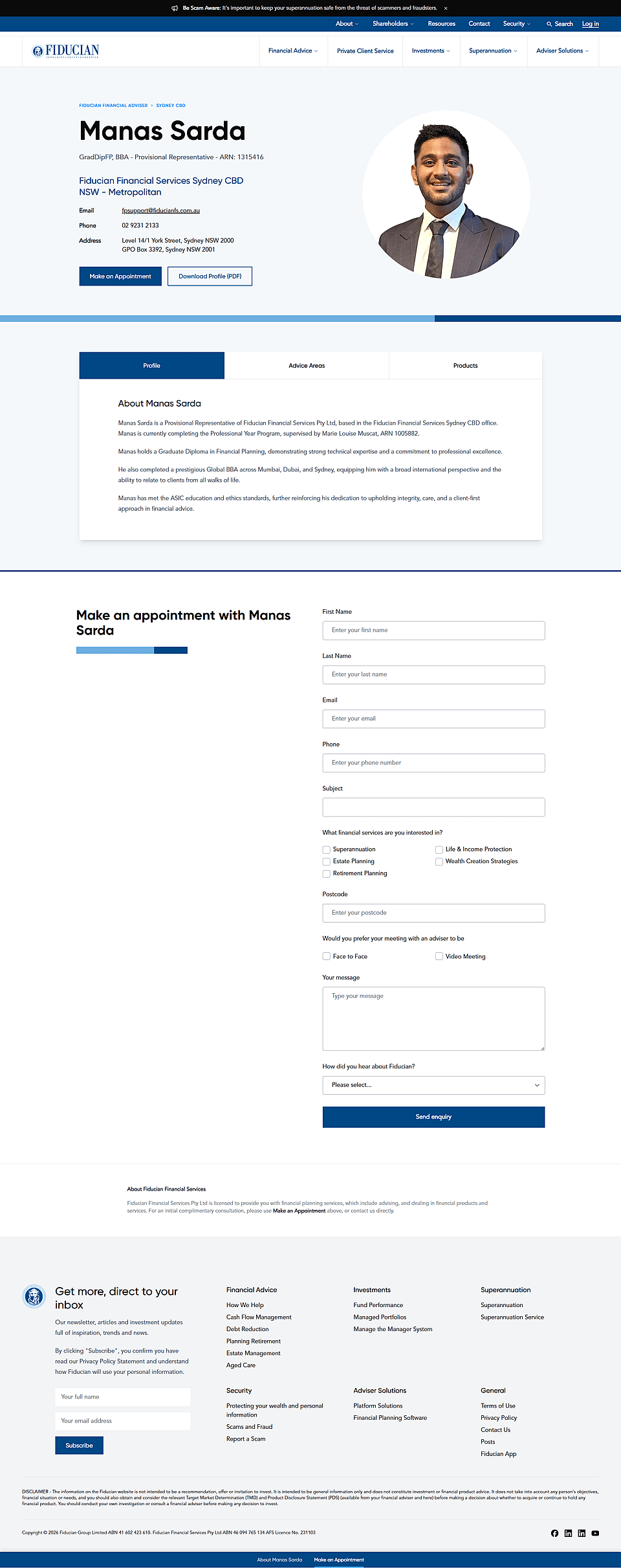 Fiducian Find an Adviser Page Screenshot