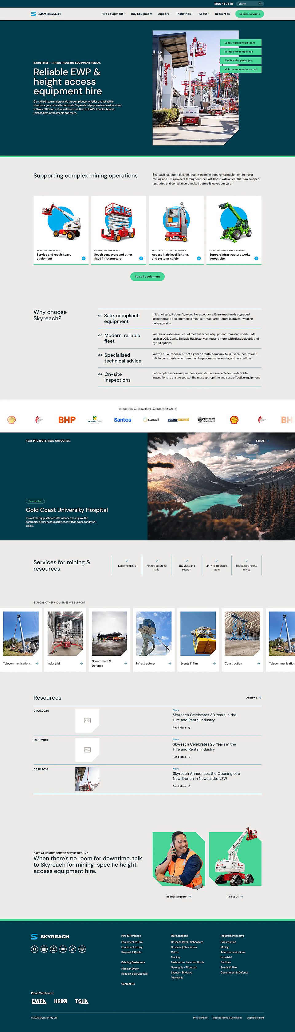 The Skyreach mining industry page