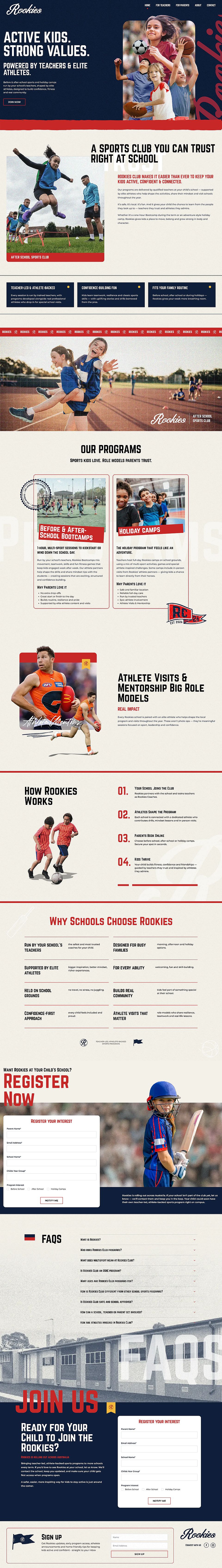 Rookies Homepage Screenshot